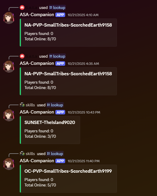 ASA Companion Discord utility output