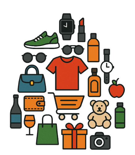 Illustrated product tree from the original Shopping Site